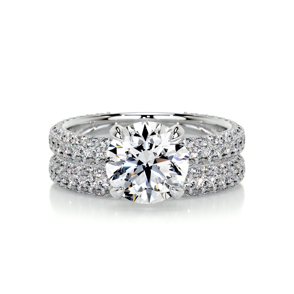 2.0ct Round Cut Pave F-VS Lab Grown Diamond Bridal Ring Set