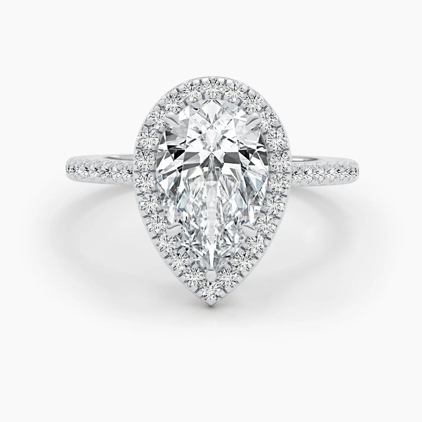 2.51ct Pear Halo F- VS Lab Grown Diamond Engagement Ring