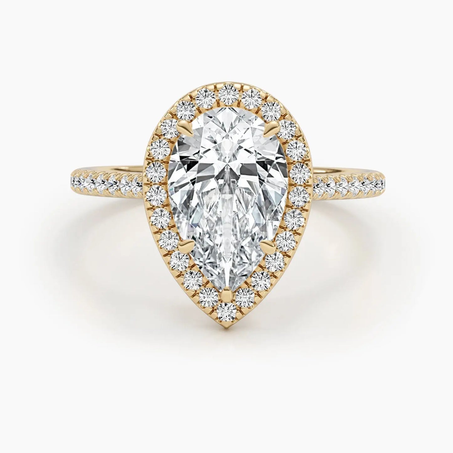 2.51ct Pear Halo F- VS Lab Grown Diamond Engagement Ring