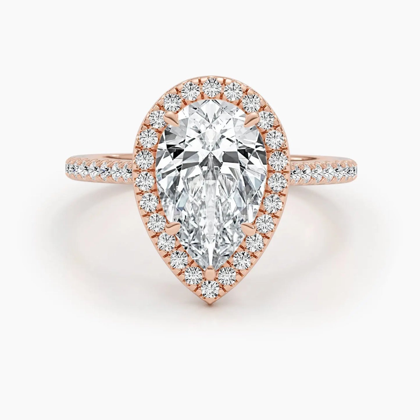 2.51ct Pear Halo F- VS Lab Grown Diamond Engagement Ring