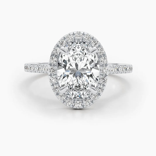 2.58ct Oval E-VS Halo Lab Grown Diamond Engagement Ring