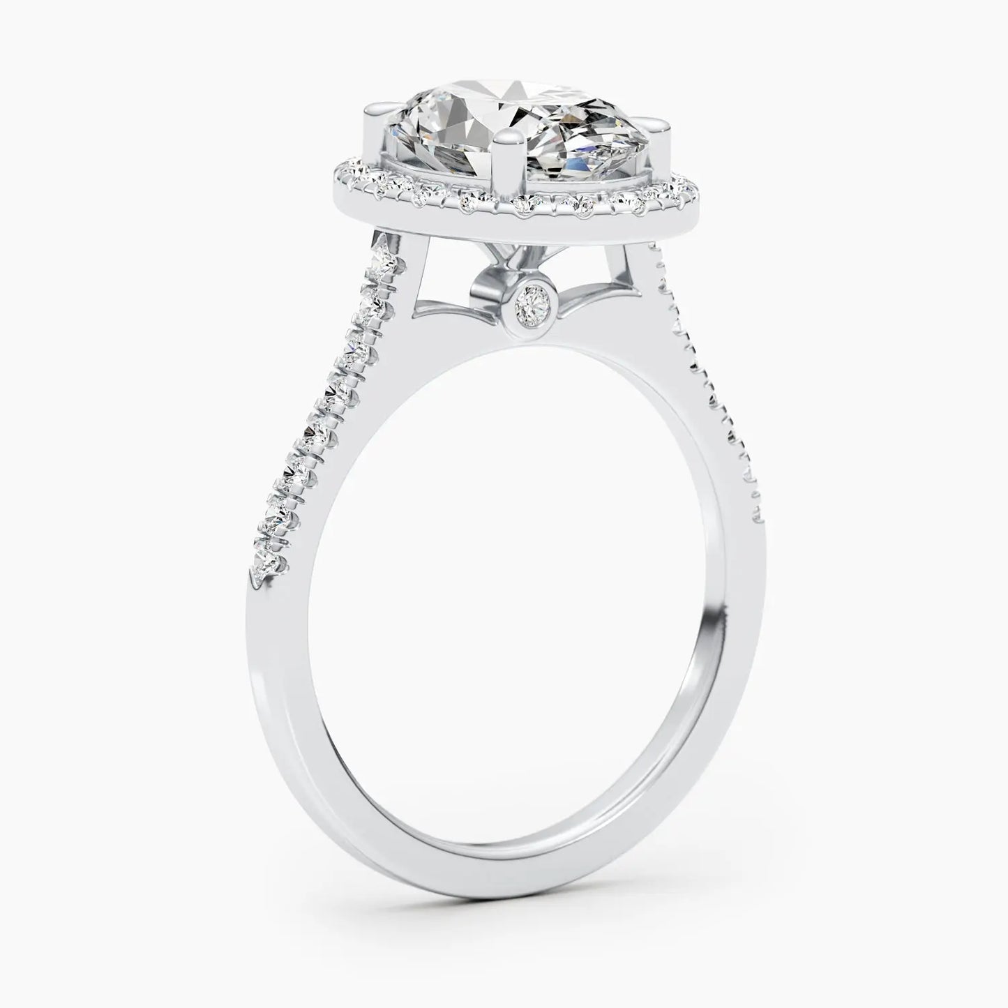 2.58ct Oval E-VS Halo Lab Grown Diamond Engagement Ring