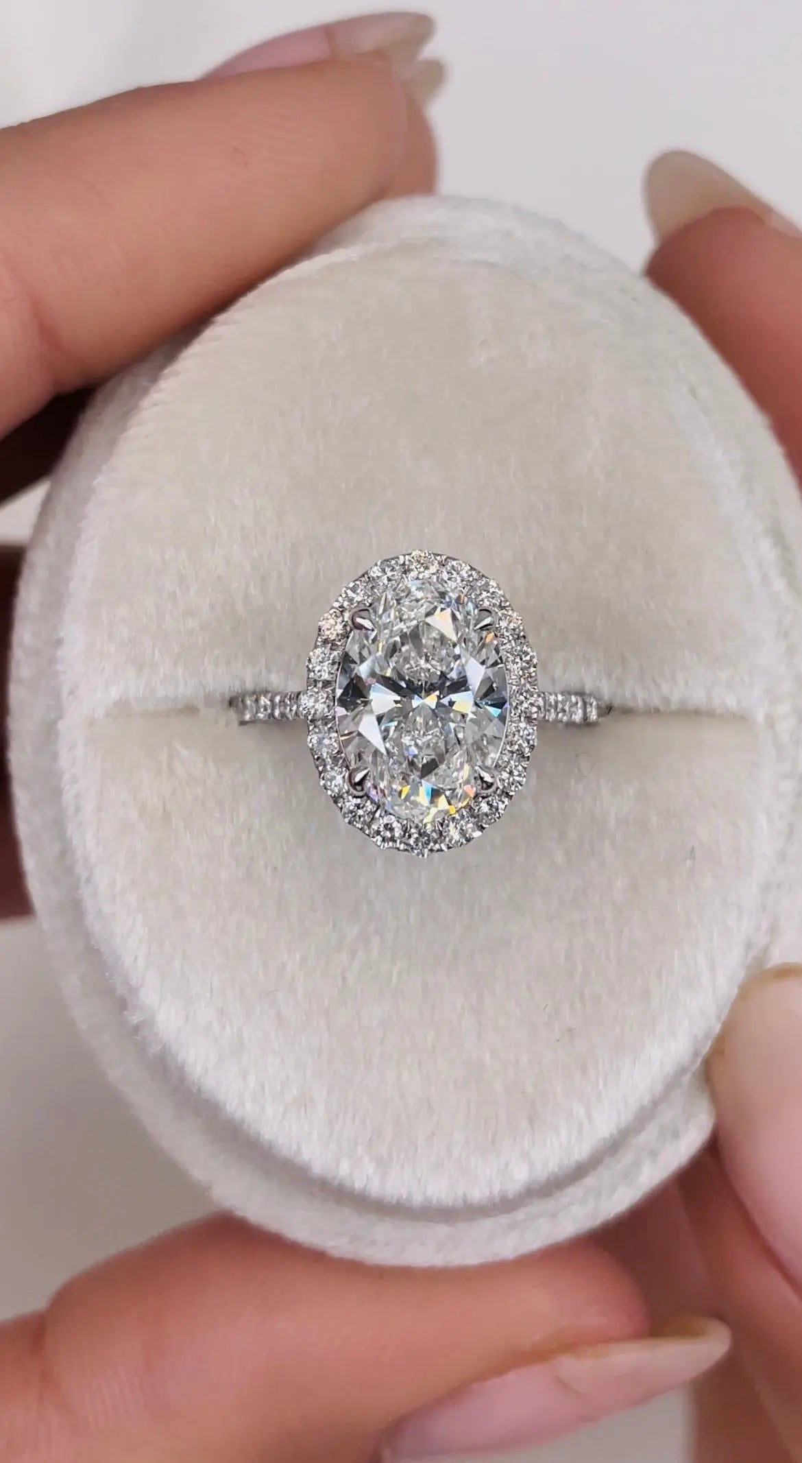 2.58ct Oval E-VS Halo Lab Grown Diamond Engagement Ring