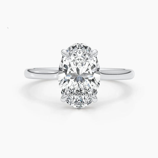 2.5ct Oval G-VS Hidden Halo Lab Grown Diamond Engagement Ring