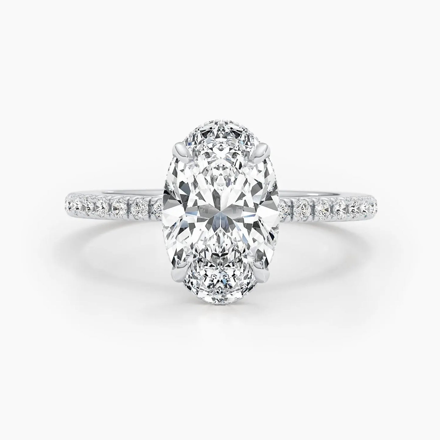 2.67ct Oval G-VS Pave Lab Grown Diamond Engagement Ring