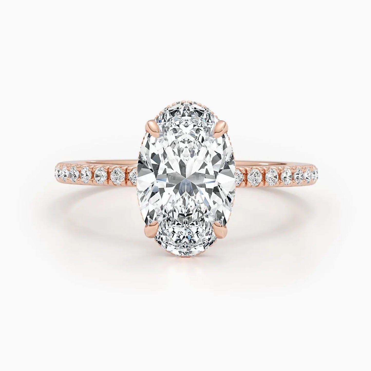 2.67ct Oval G-VS Pave Lab Grown Diamond Engagement Ring