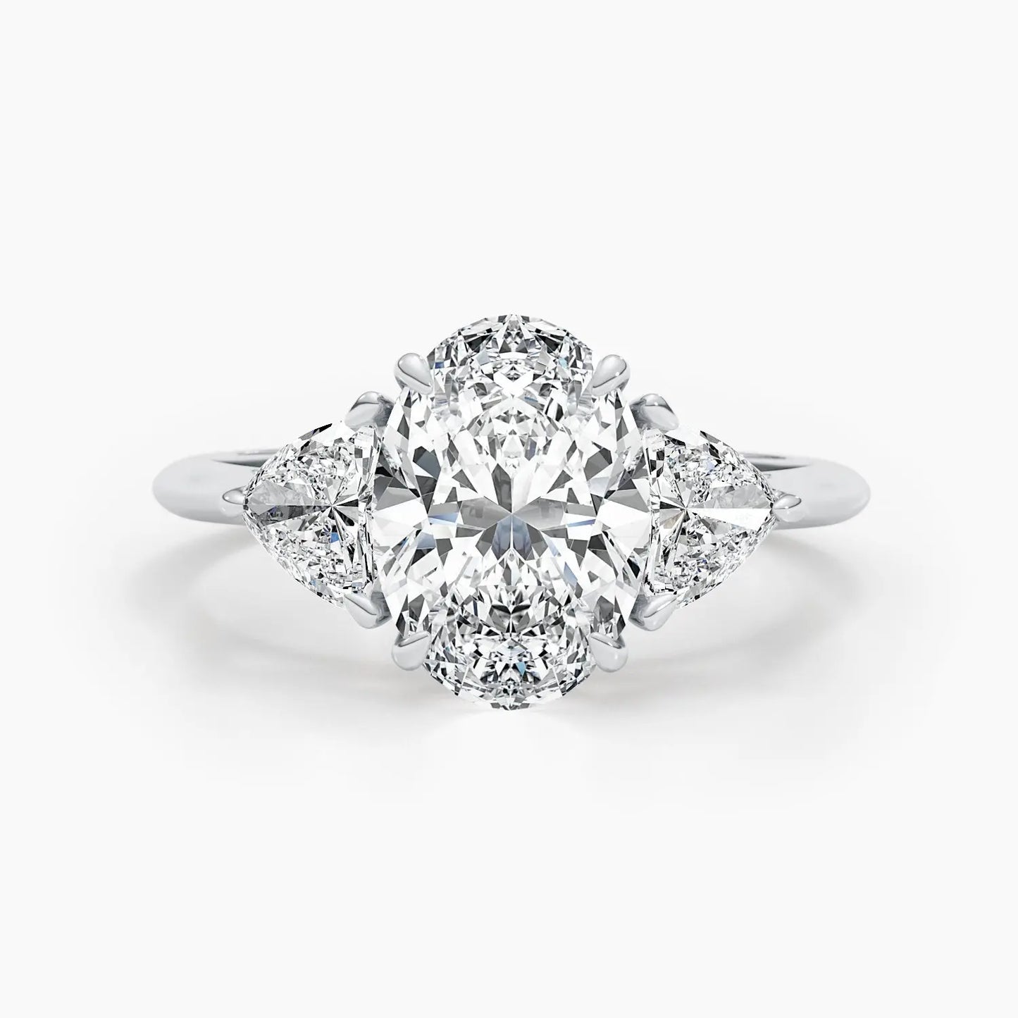 2.7ct Oval F-VS Three Stones Lab Grown Diamond Engagement Ring