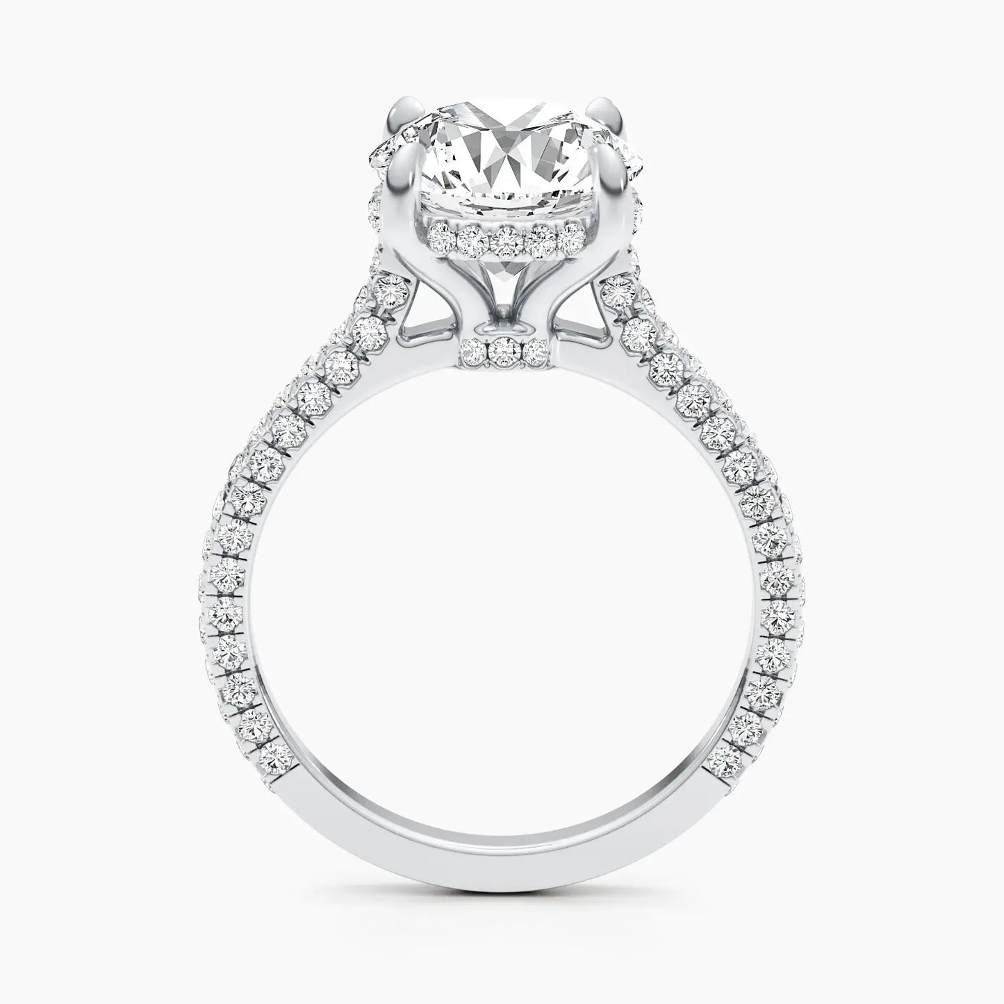 2.8ct Round F- VS Hidden Halo Lab Grown Diamond Pave Engagement Ring