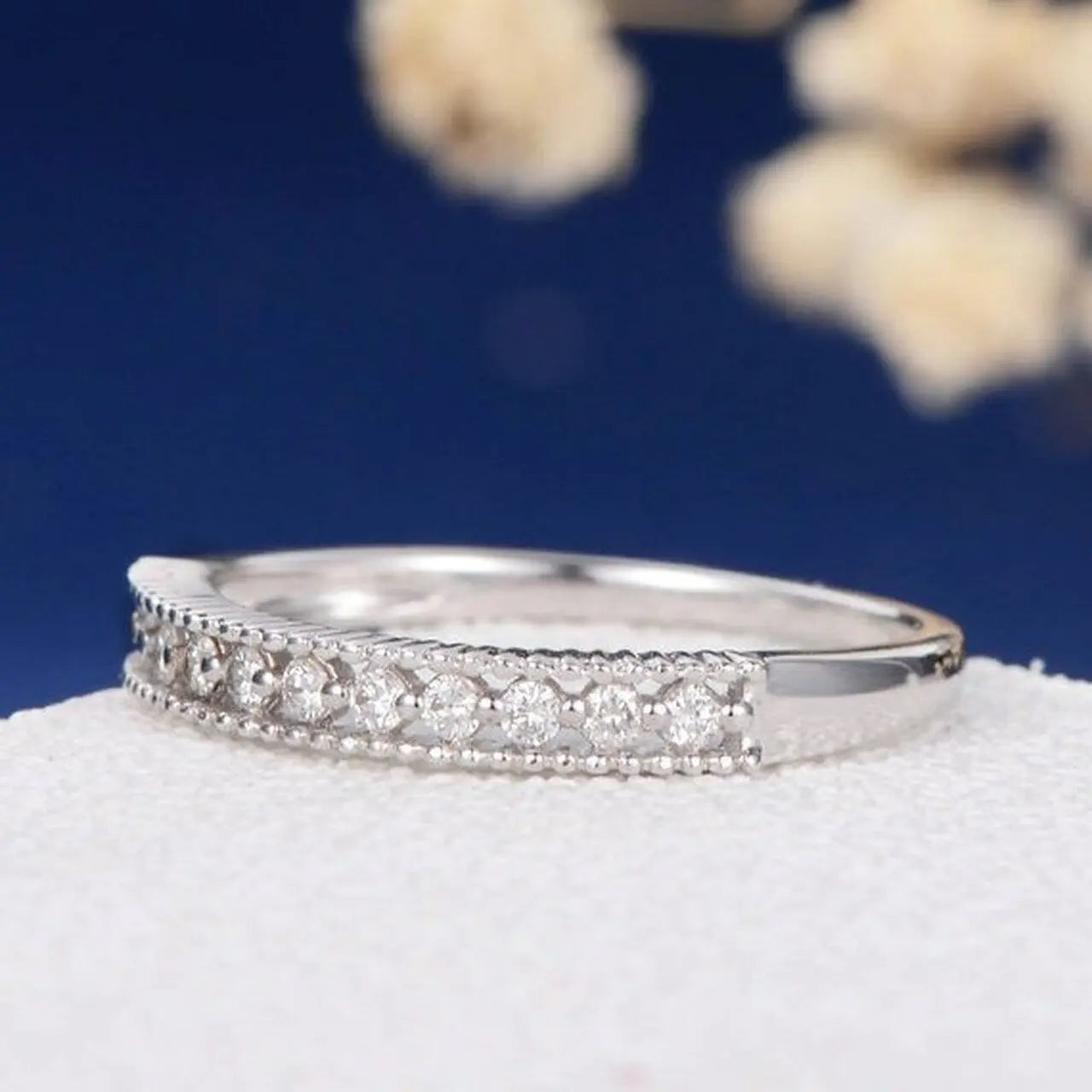 Round Brilliant Cut Channel Set Half Eternity Wedding Band