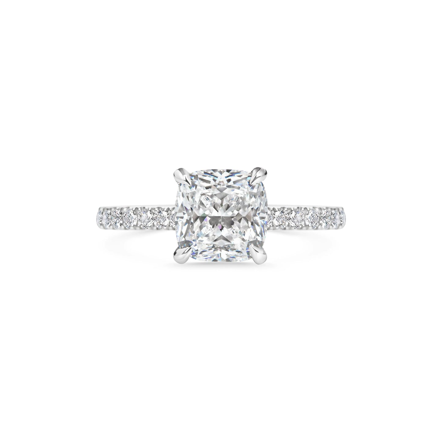 2ct Cushion F- VS1 Lab Grown Diamond Pave Engagement Ring