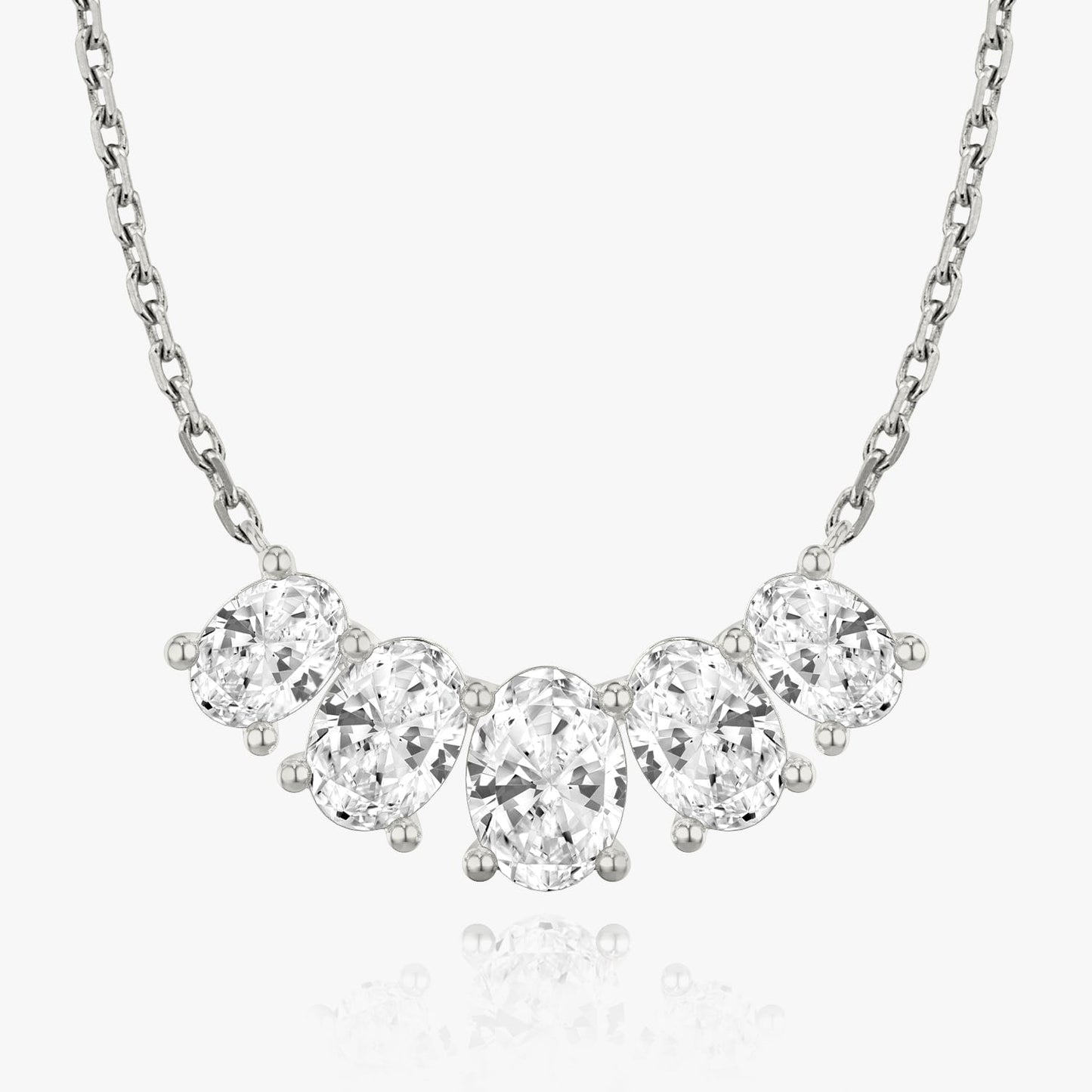 3.50TCW Oval F-VS Lab Grown Diamond Five Stone Necklace