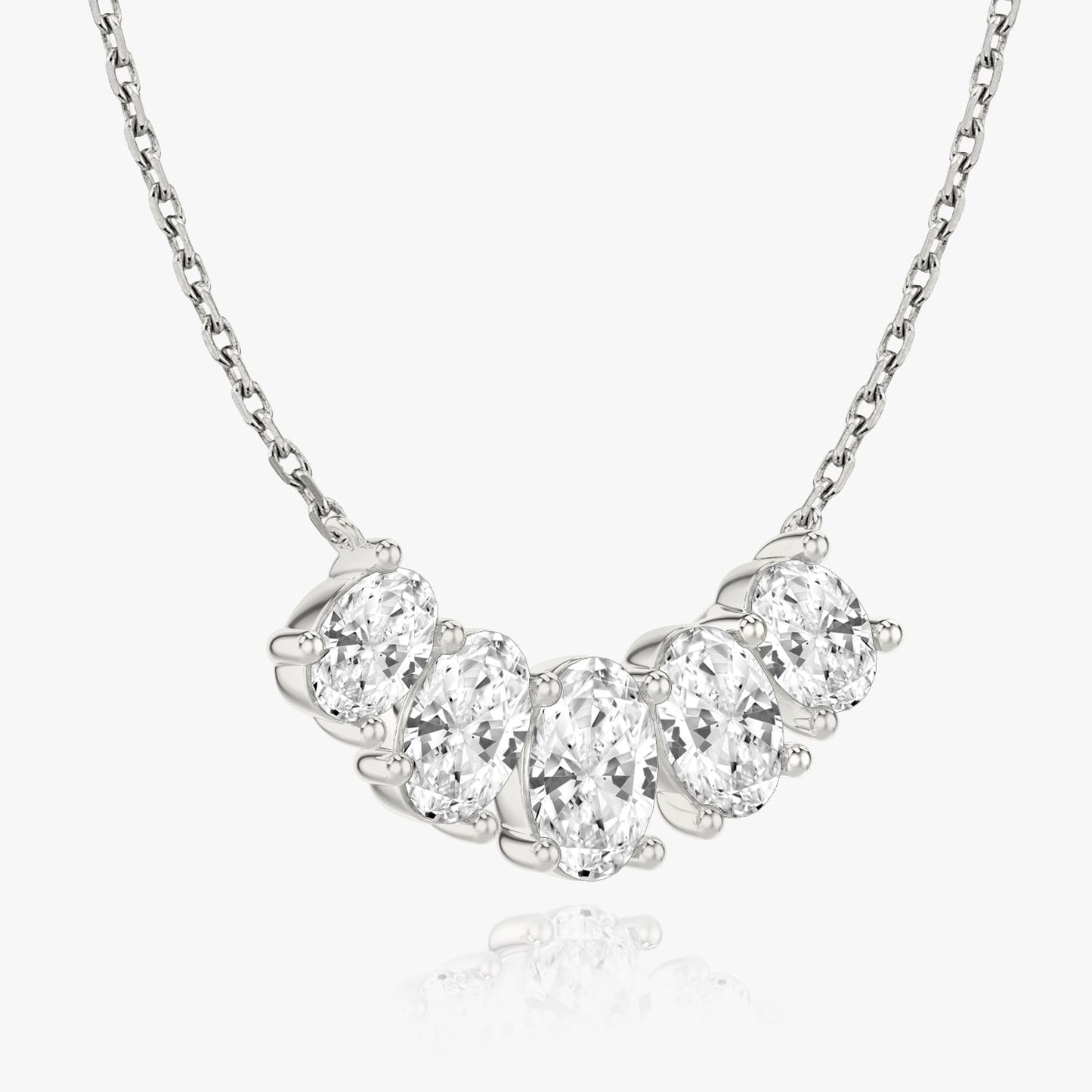 3.50TCW Oval F-VS Lab Grown Diamond Five Stone Necklace