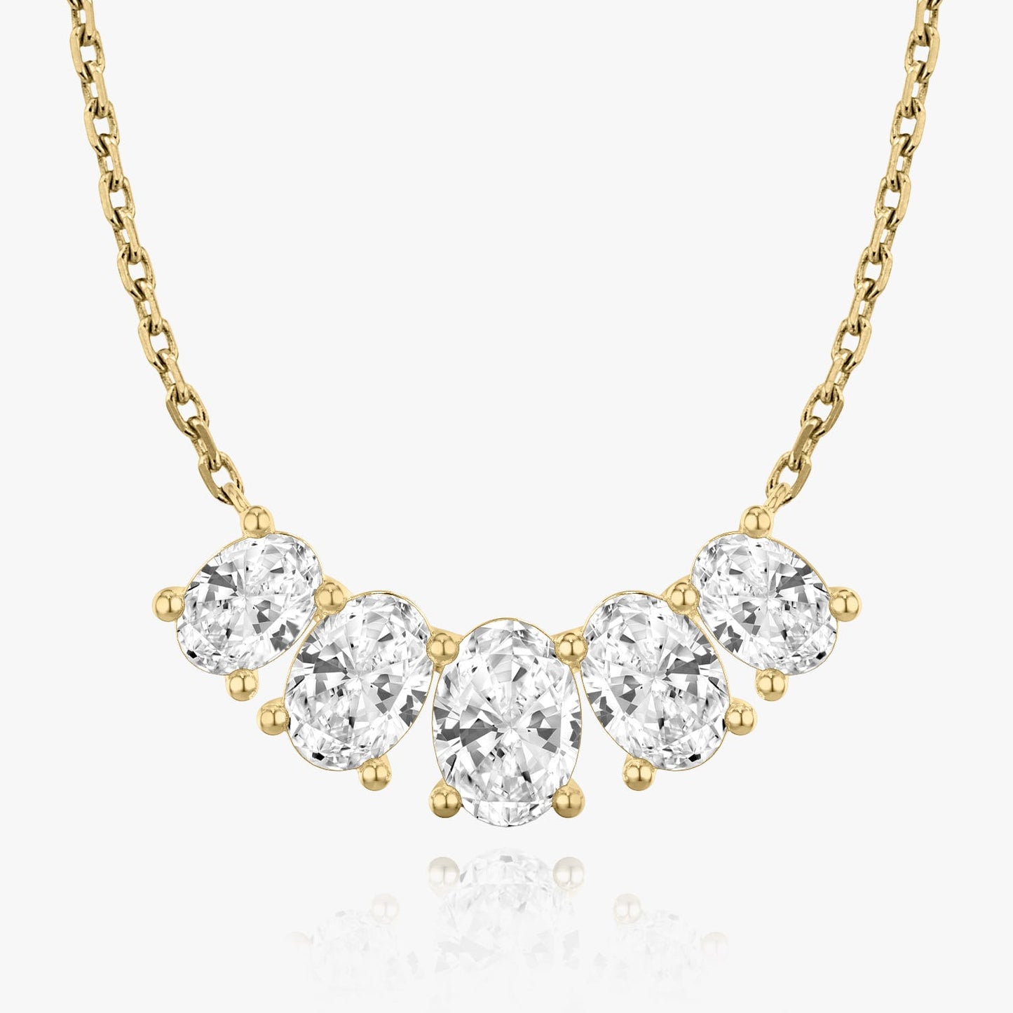 3.50TCW Oval F-VS Lab Grown Diamond Five Stone Necklace