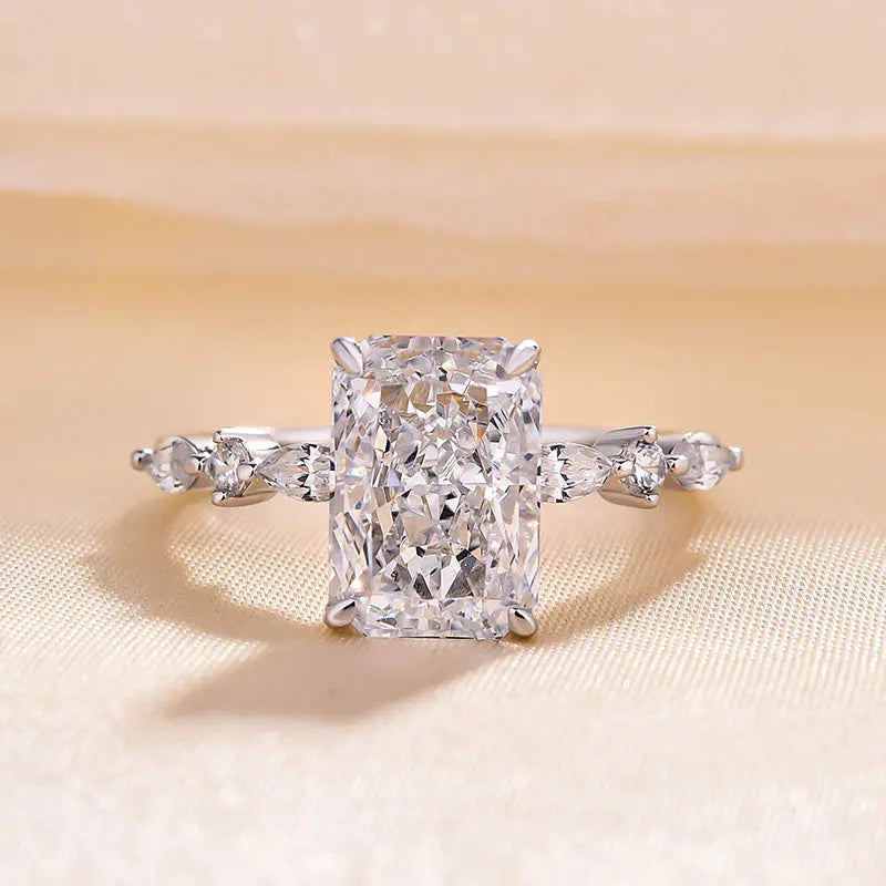 3.50ct Radiant Pave F-VS1 Lab Grown Diamond Engagement Ring