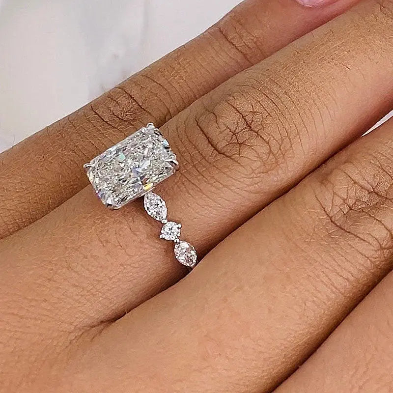 3.50ct Radiant Pave F-VS1 Lab Grown Diamond Engagement Ring