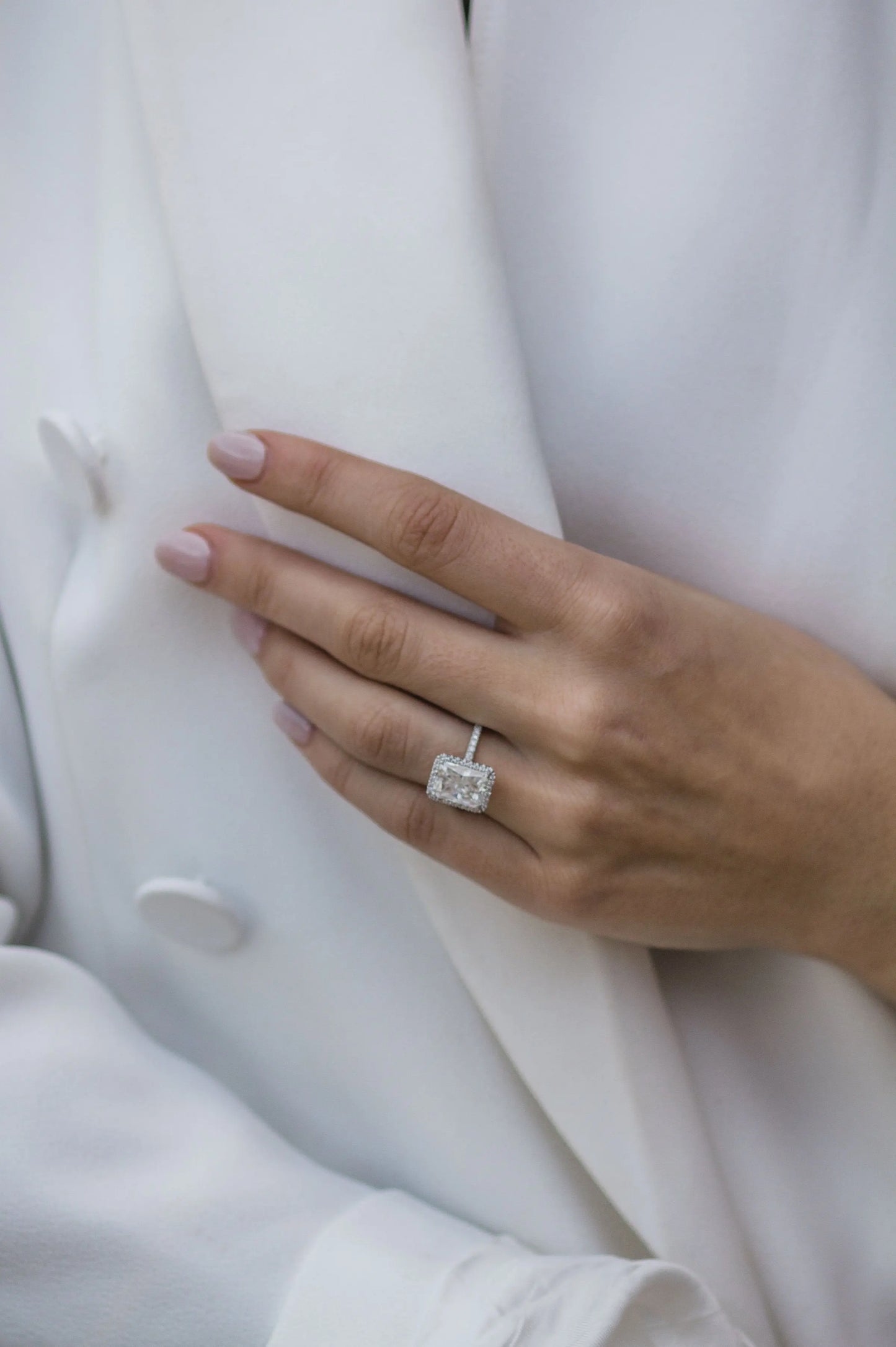 3.50CT Radiant Cut Unique Halo Moissanite Engagement Ring