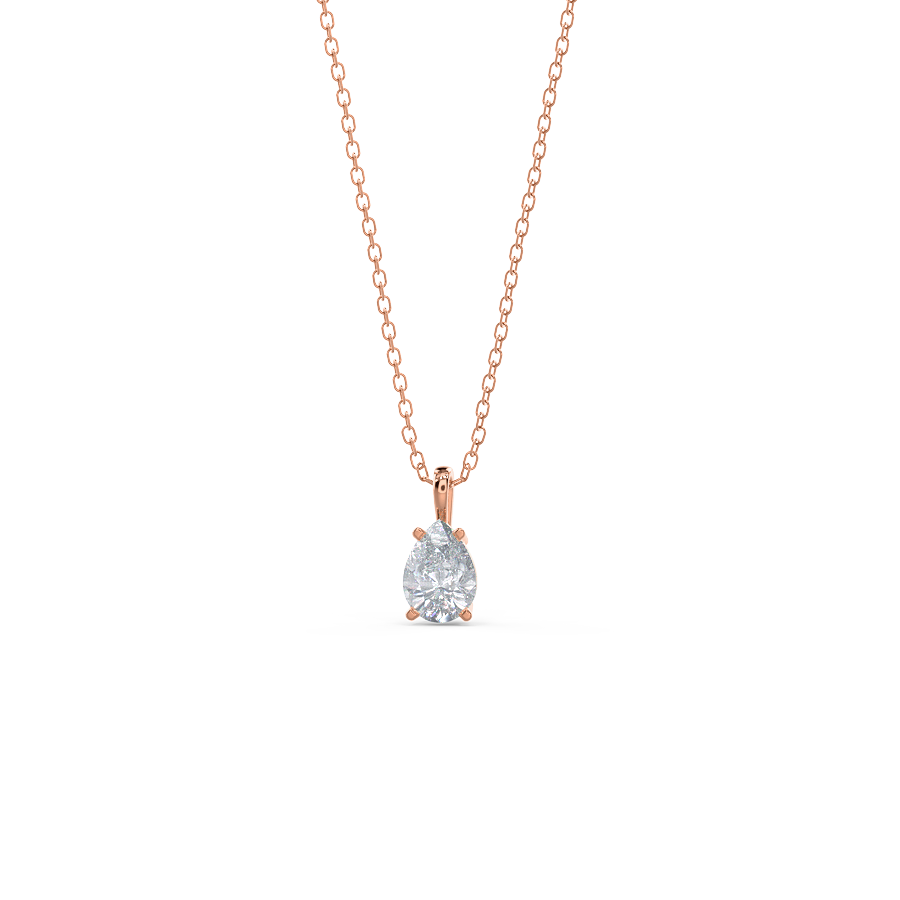 Classic Pear Moissanite Solitaire Pendent Necklace in Solid Gold