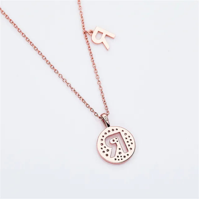 " R " Letter Moissanite Diamond Necklace for Women