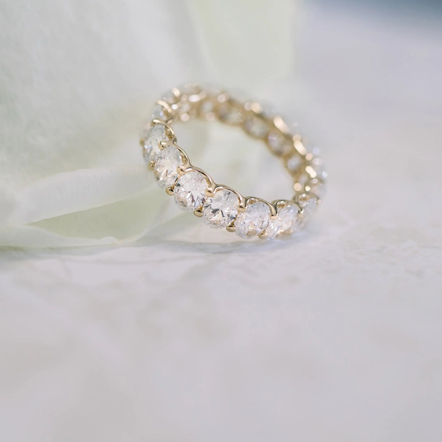 Oval Cut Moissanite Full Eternity Wedding Band