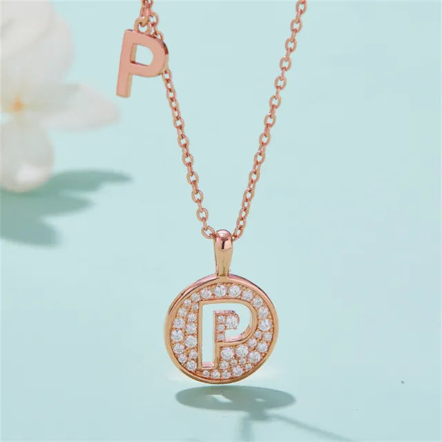 " P " Letter Moissanite Diamond Necklace for Women