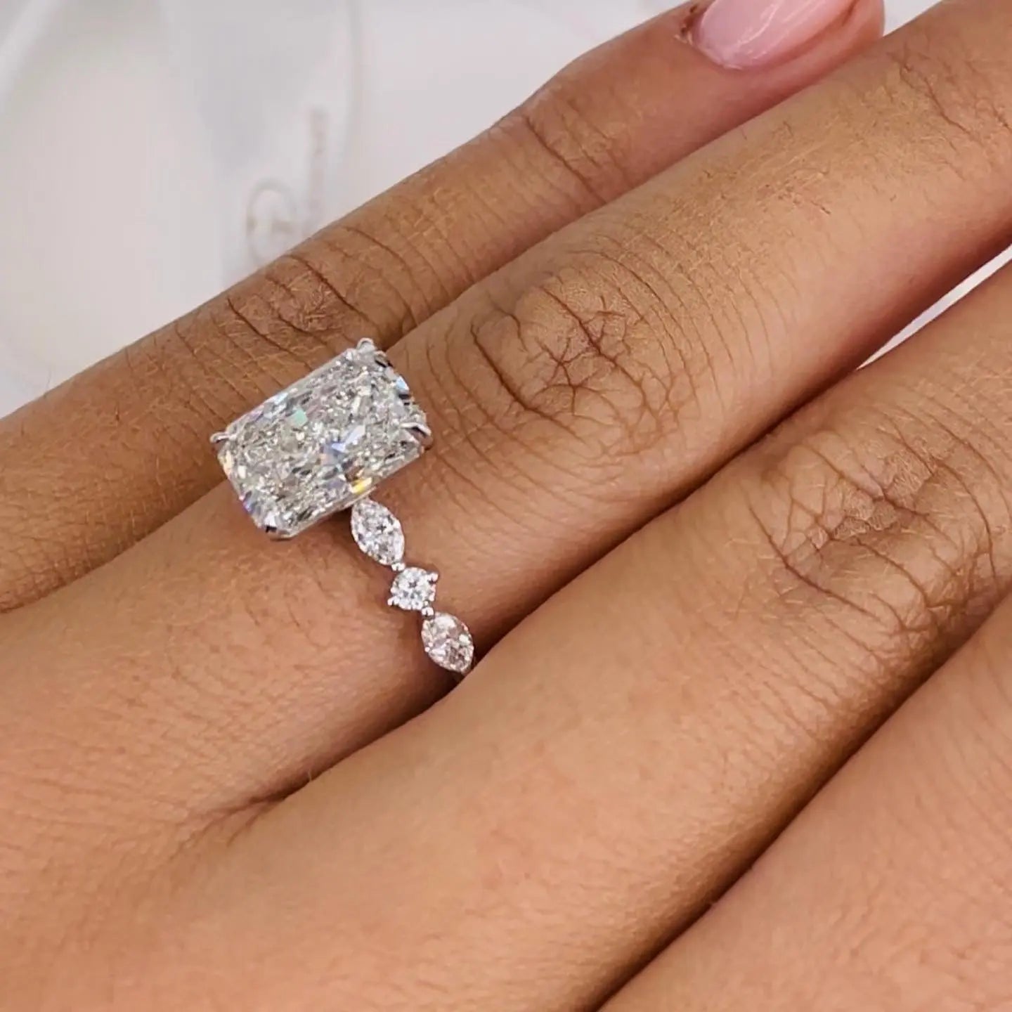 4ct Radiant G- VS Lab Grown Diamond Dainty Engagement Ring