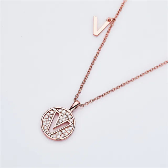 " V " Letter Moissanite Diamond Necklace for Women