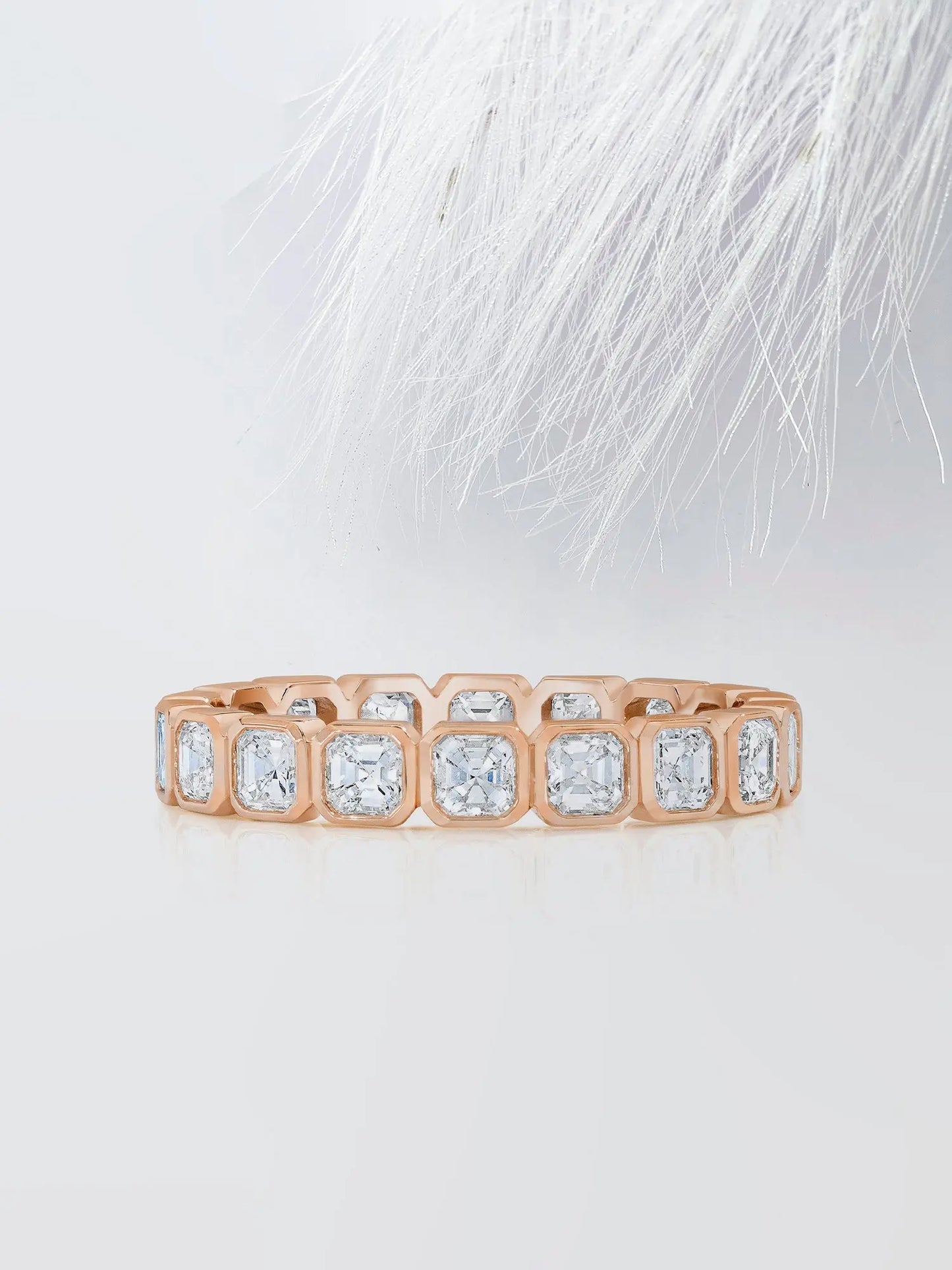 Asscher Cut Moissanite Bezel Set Eternity Diamond Wedding Band