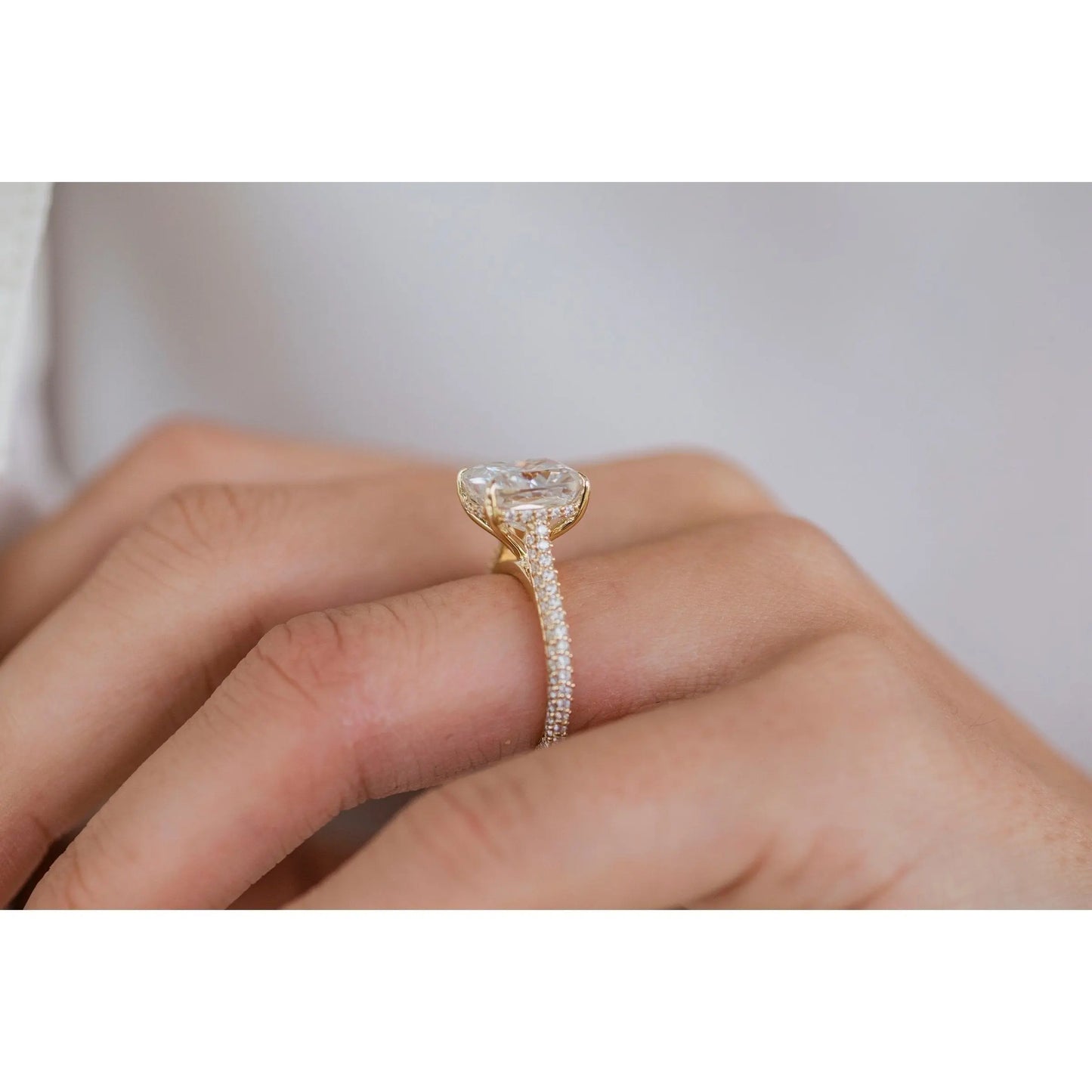 3.20CT Elongated Cushion Cut Hidden Halo Engagement Ring