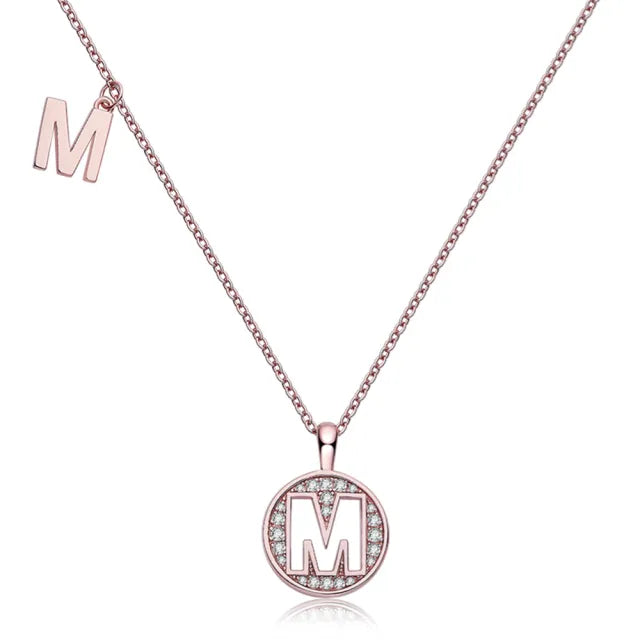 " M " Letter Moissanite Diamond Necklace for Women