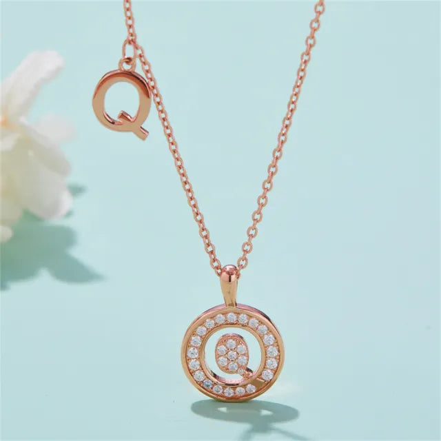 " Q " Letter Moissanite Diamond Necklace for Women