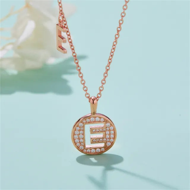 " E " Letter Moissanite Diamond Necklace for Women