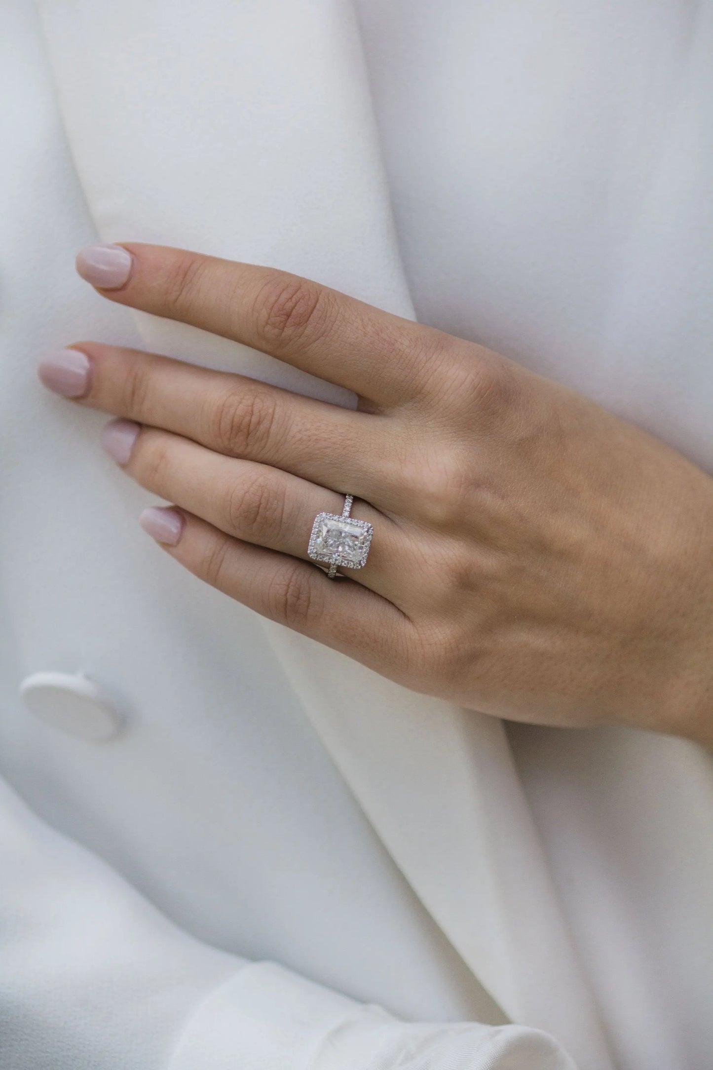 3.50CT Radiant Cut Unique Halo Moissanite Engagement Ring