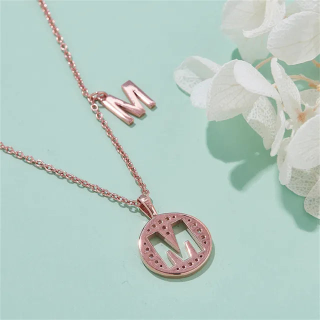 " M " Letter Moissanite Diamond Necklace for Women