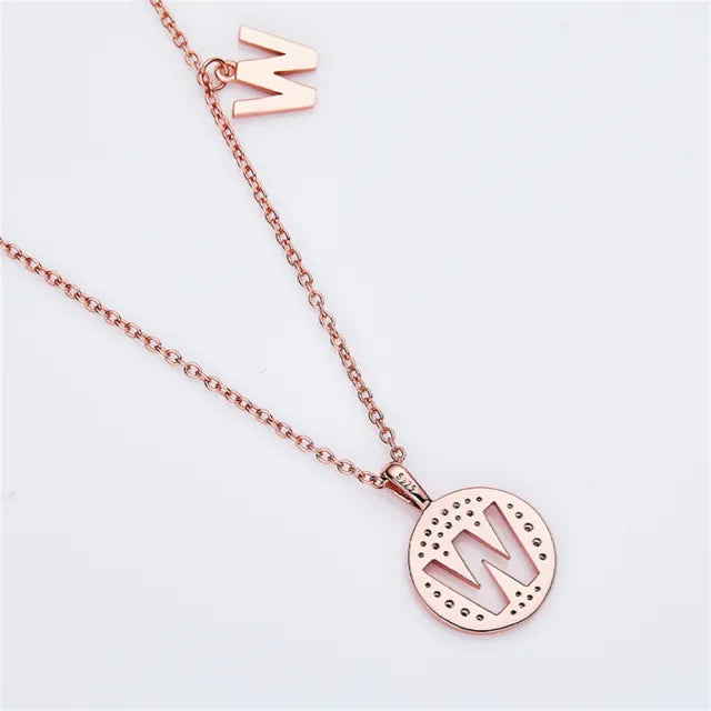 " W " Letter Moissanite Diamond Necklace for Women