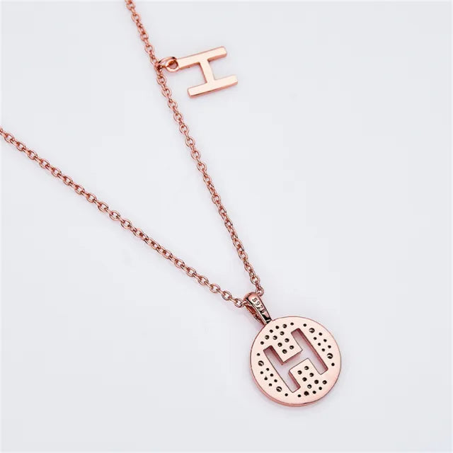 " H " Letter Moissanite Diamond Necklace for Women