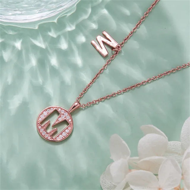 " M " Letter Moissanite Diamond Necklace for Women