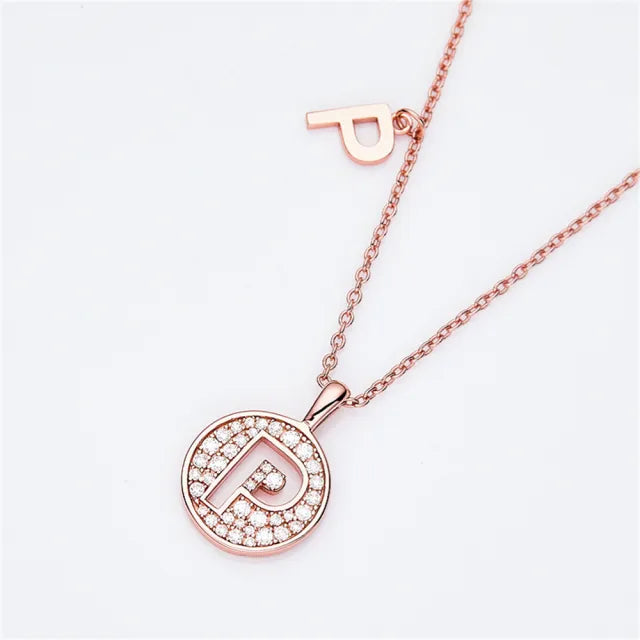 " P " Letter Moissanite Diamond Necklace for Women