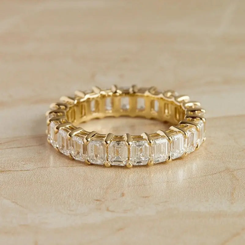 4.50CTW Emerald Cut Full Eternity Stacking Wedding Band