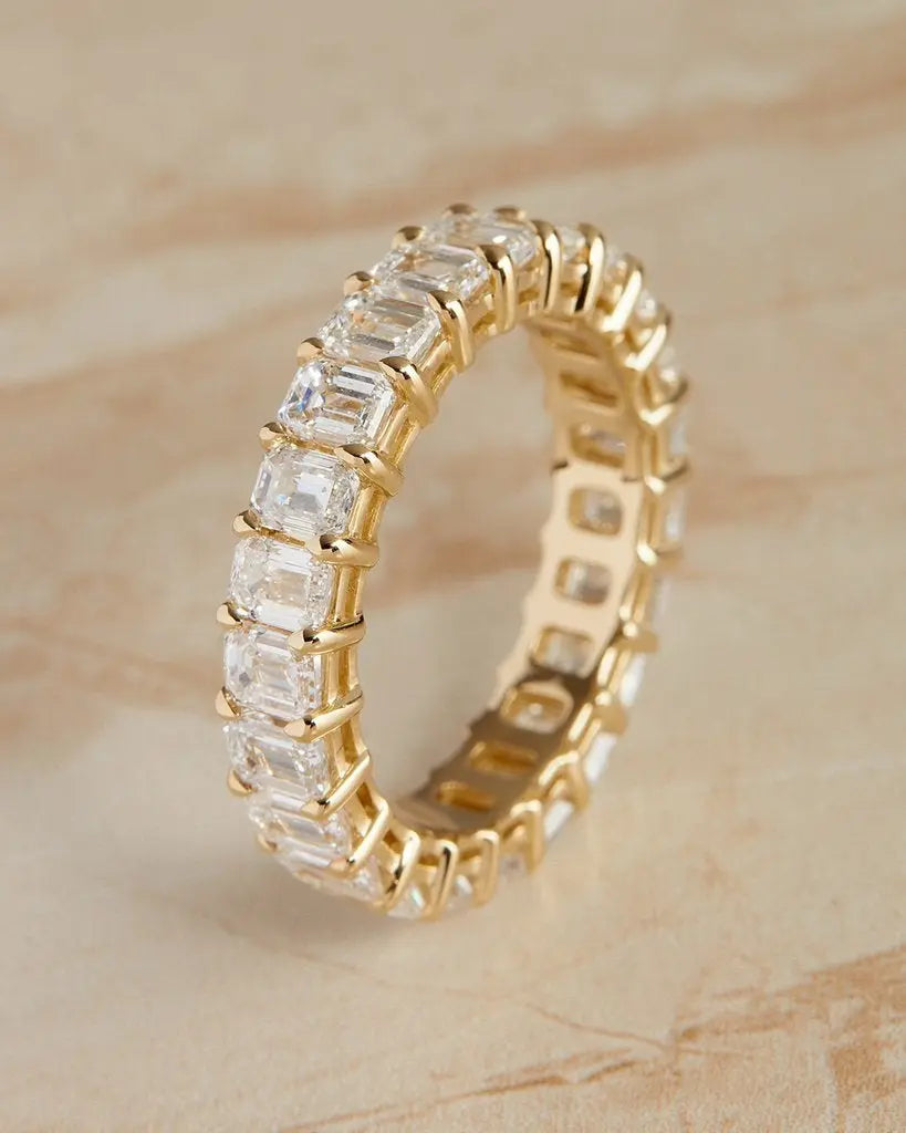 4.50CTW Emerald Cut Full Eternity Stacking Wedding Band