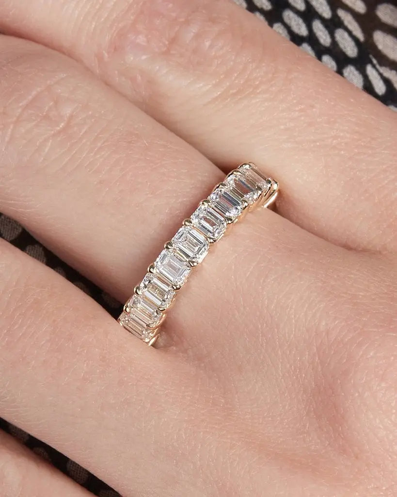 4.50CTW Emerald Cut Full Eternity Stacking Wedding Band