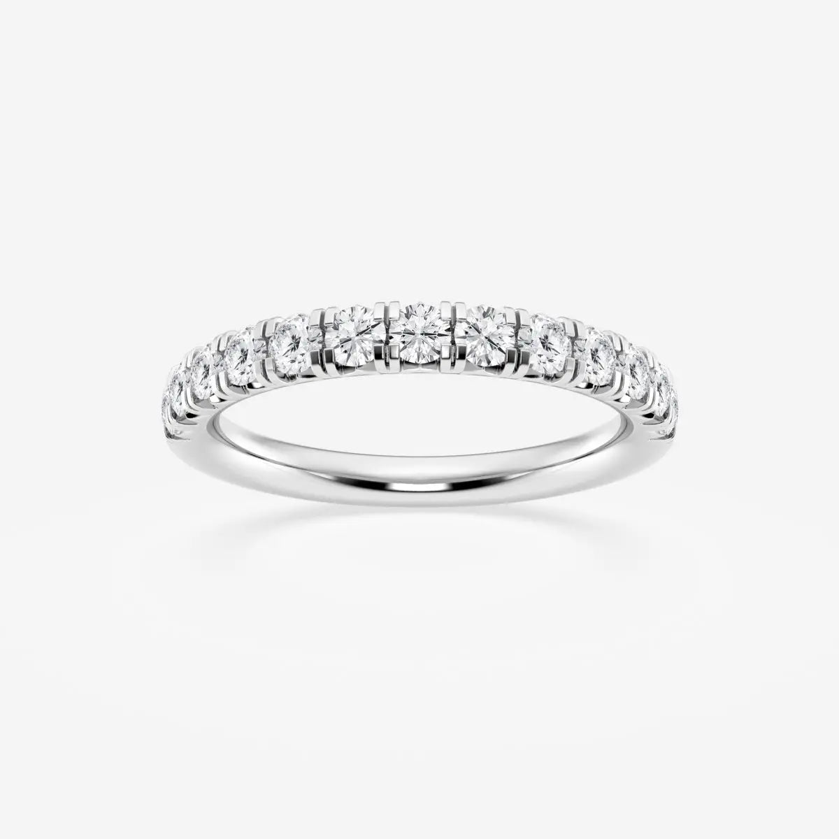 Round F-VS2 Lab Grown Diamond French Pave Wedding Band