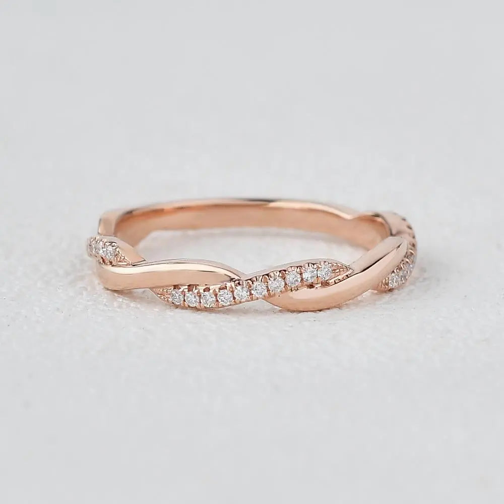 0.25CTW Round Brilliant Cut Infinity Shank Unique Wedding Band