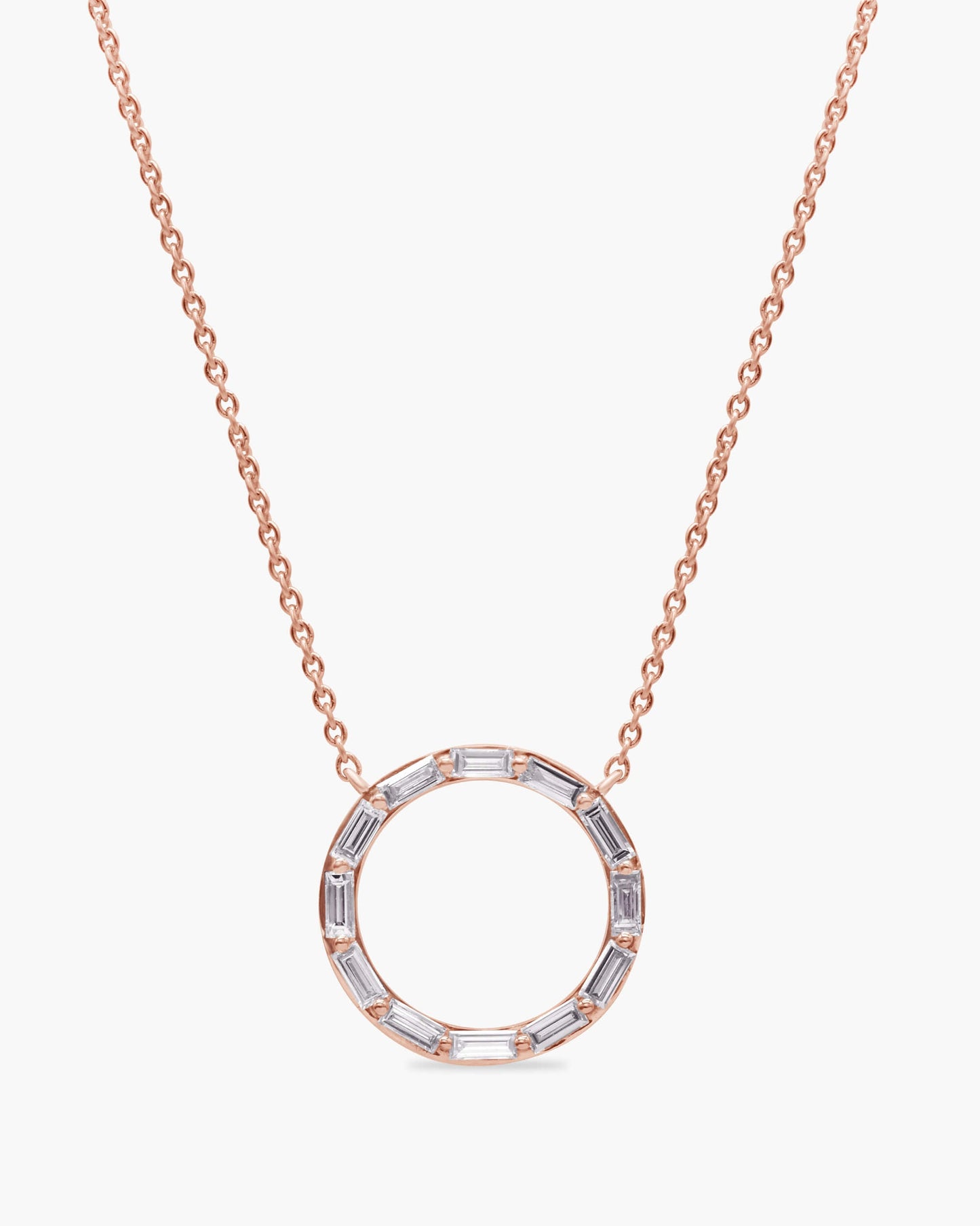 Baguette Cut Moissanite Diamond Circle Necklace for Women