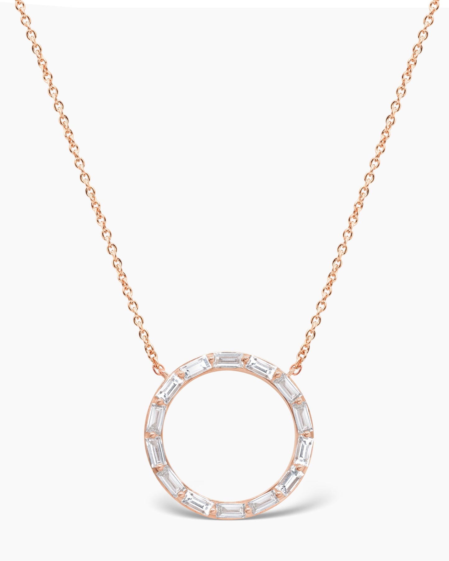 Baguette Cut Moissanite Diamond Circle Necklace for Women