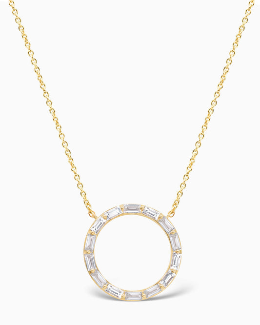 Baguette Cut Moissanite Diamond Circle Necklace for Women