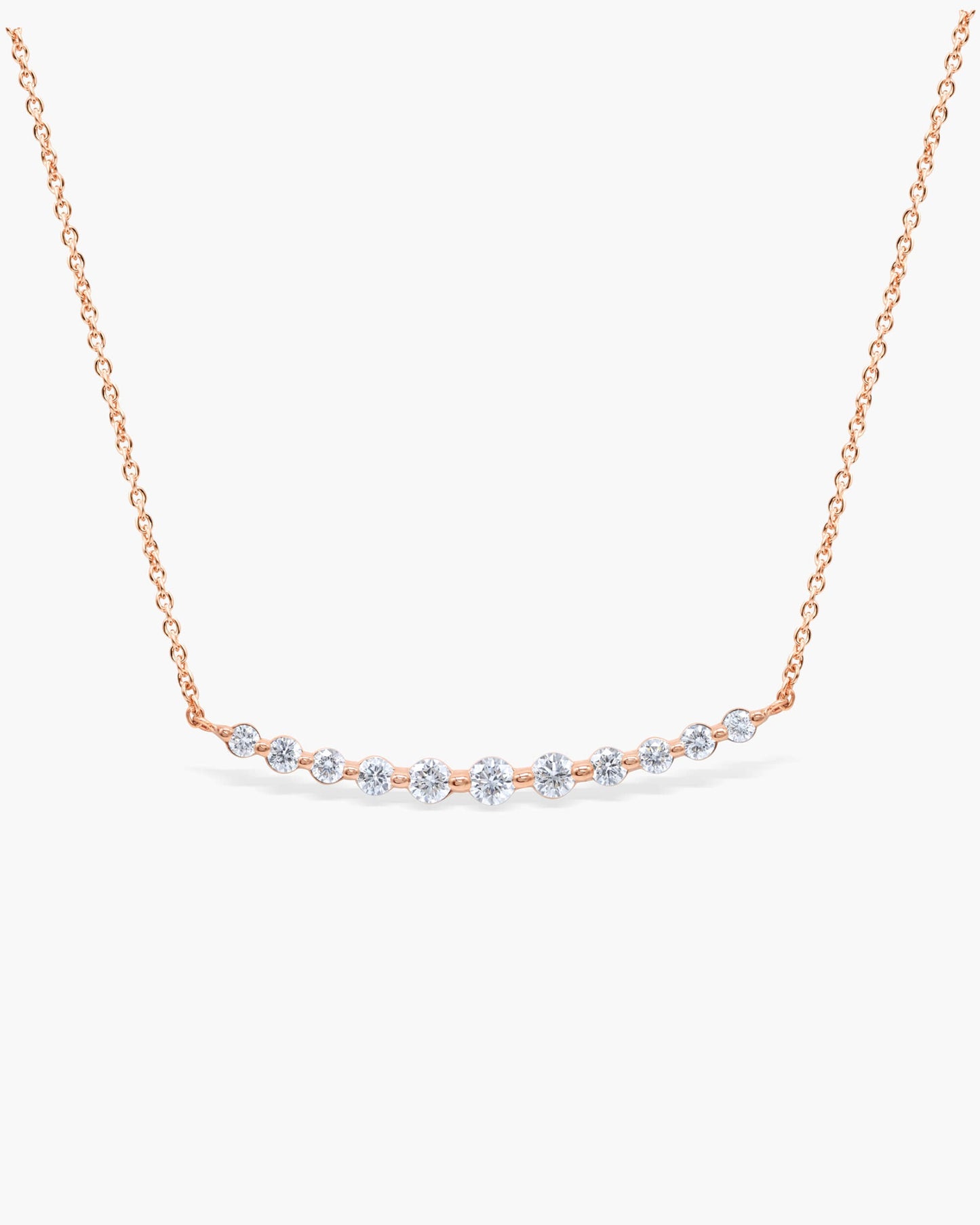 0.6CT Round Cut Moissanite Diamond Curved Bar Necklace