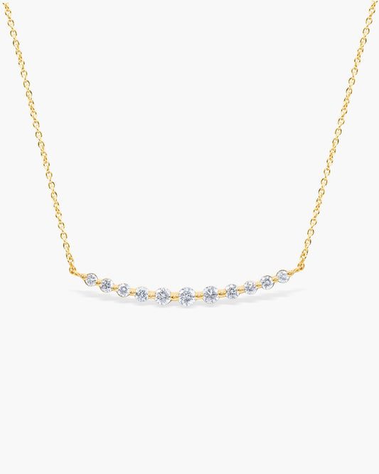 0.6CT Round Cut Moissanite Diamond Curved Bar Necklace