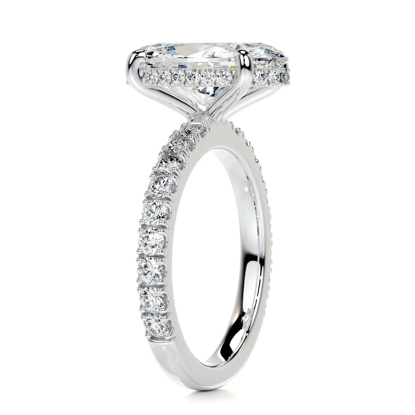 4.0 Carat Oval Cut Hidden Halo Moissanite Engagement Ring