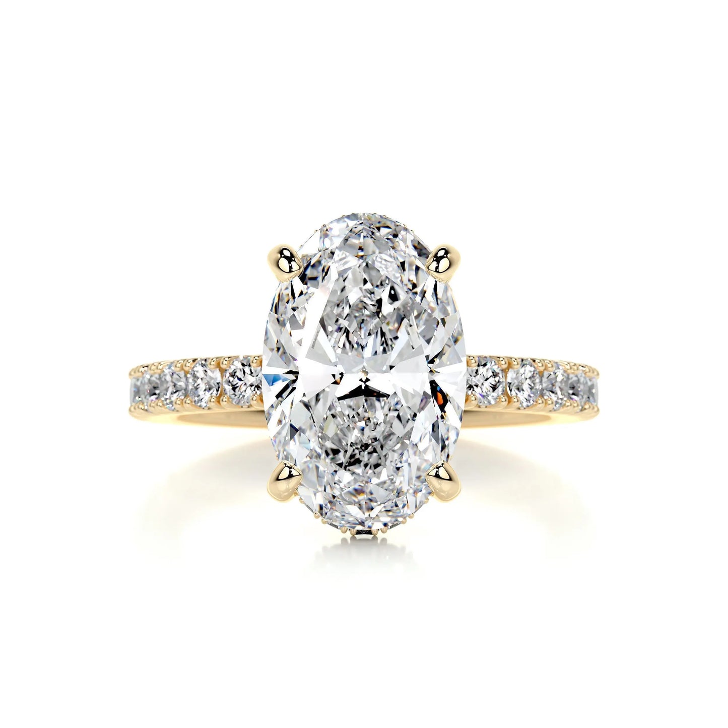 4.0 Carat Oval Cut Hidden Halo Moissanite Engagement Ring