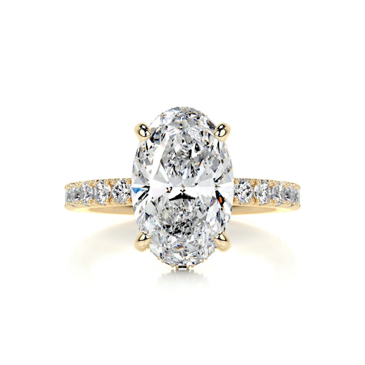 4.0 Carat Oval Cut Hidden Halo Moissanite Engagement Ring